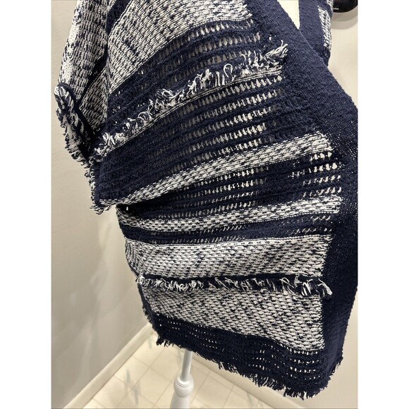 Style & Co New Cardigan Sweater Navy Blue Striped Short Sleeve Open Front Size S - Picture 2 of 8